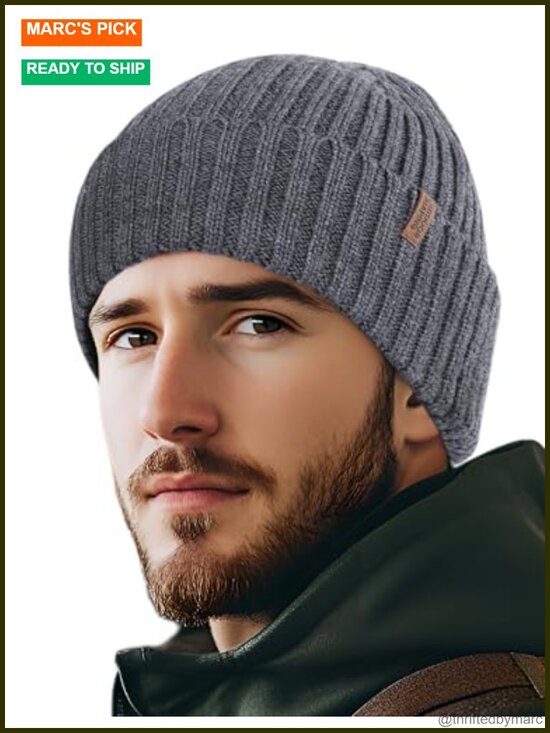 100% Merino Wool Unisex Beanie, Cuffed Knit Hat, Soft Warm Winter Hat main image 5